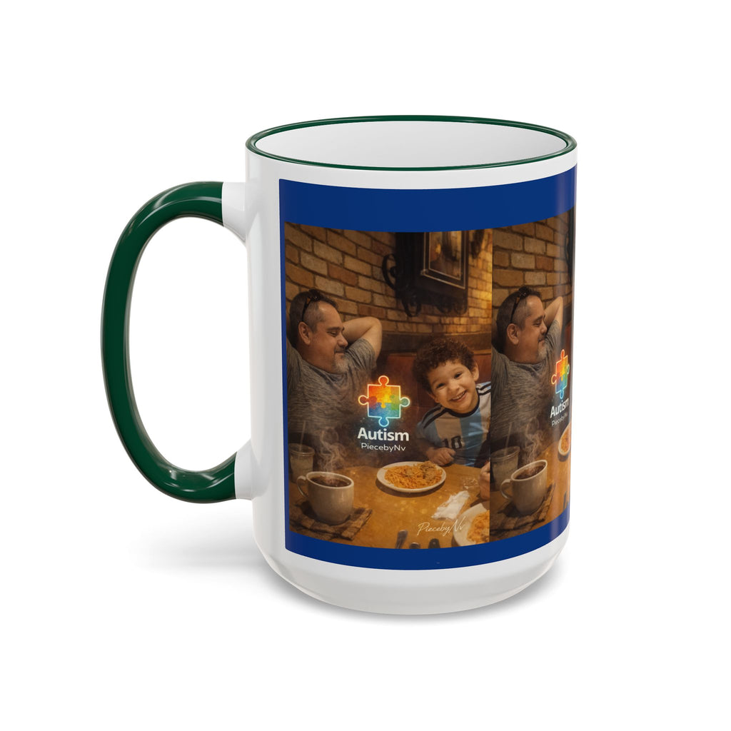 Autism Puzzle Heart Illustration Mug | Accent Rim & Handle