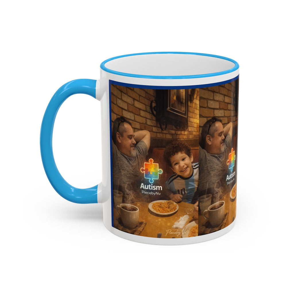 Autism Puzzle Heart Illustration Mug | Accent Rim & Handle
